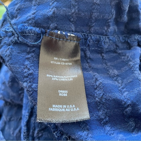 Anthropologie Blue Texture Linen Blend Flutter Sleeve Amadi Adler Tunic Dress XS - Picture 12 of 12